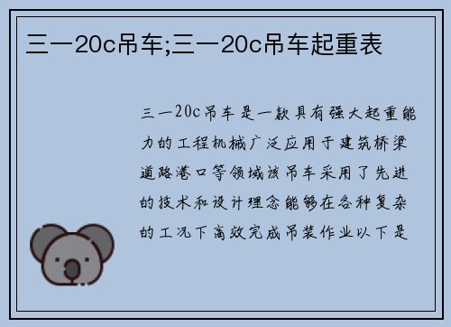 三一20c吊车;三一20c吊车起重表